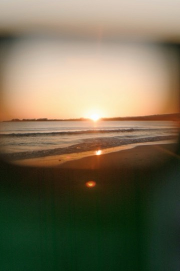 A blurry sunset over the sea