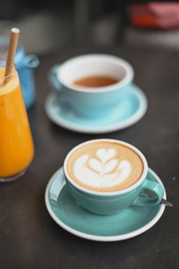 A cup of coffee on a table